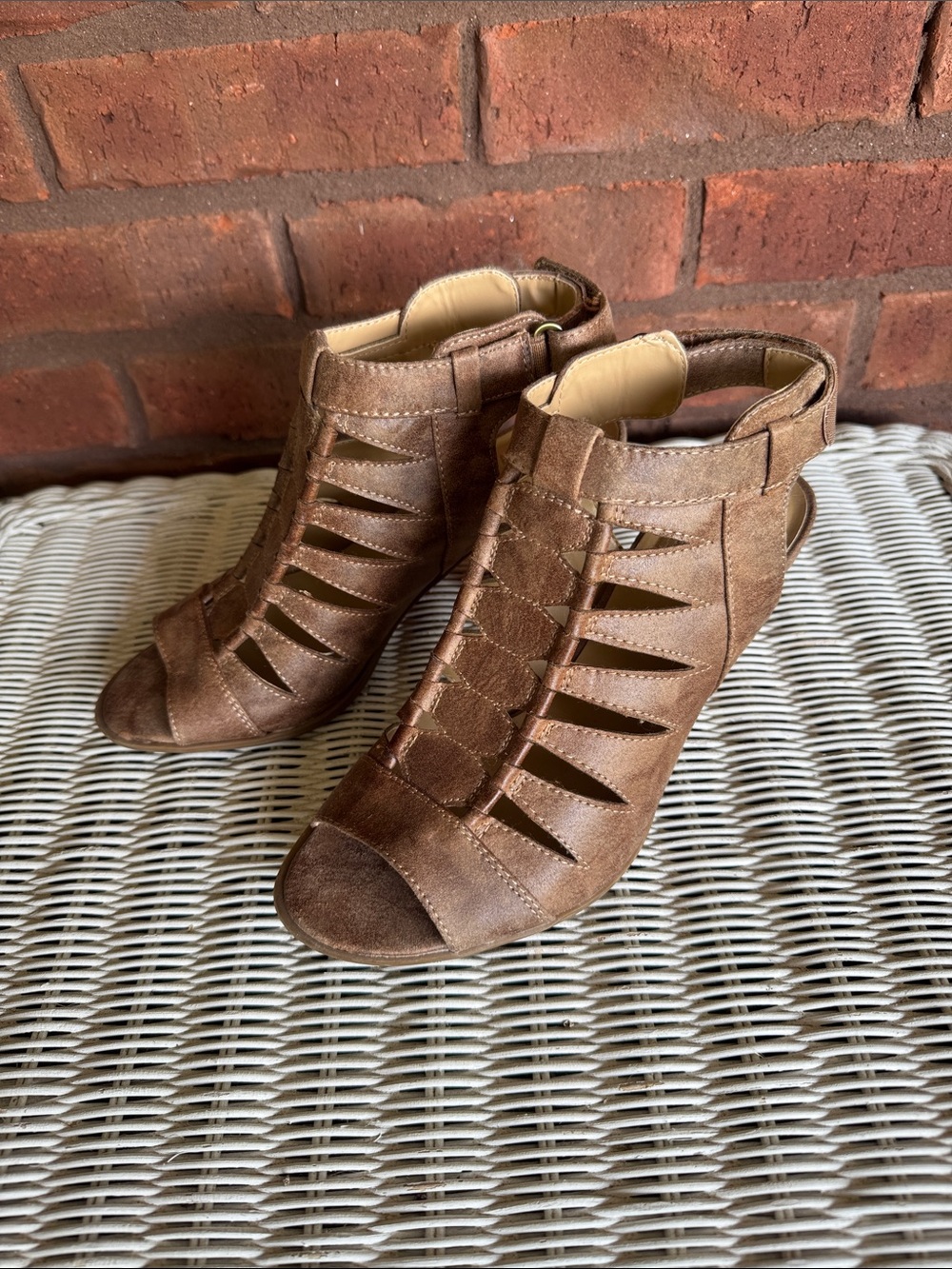 Naturalizer Brown Suede Cutout Peep-Toe Heels